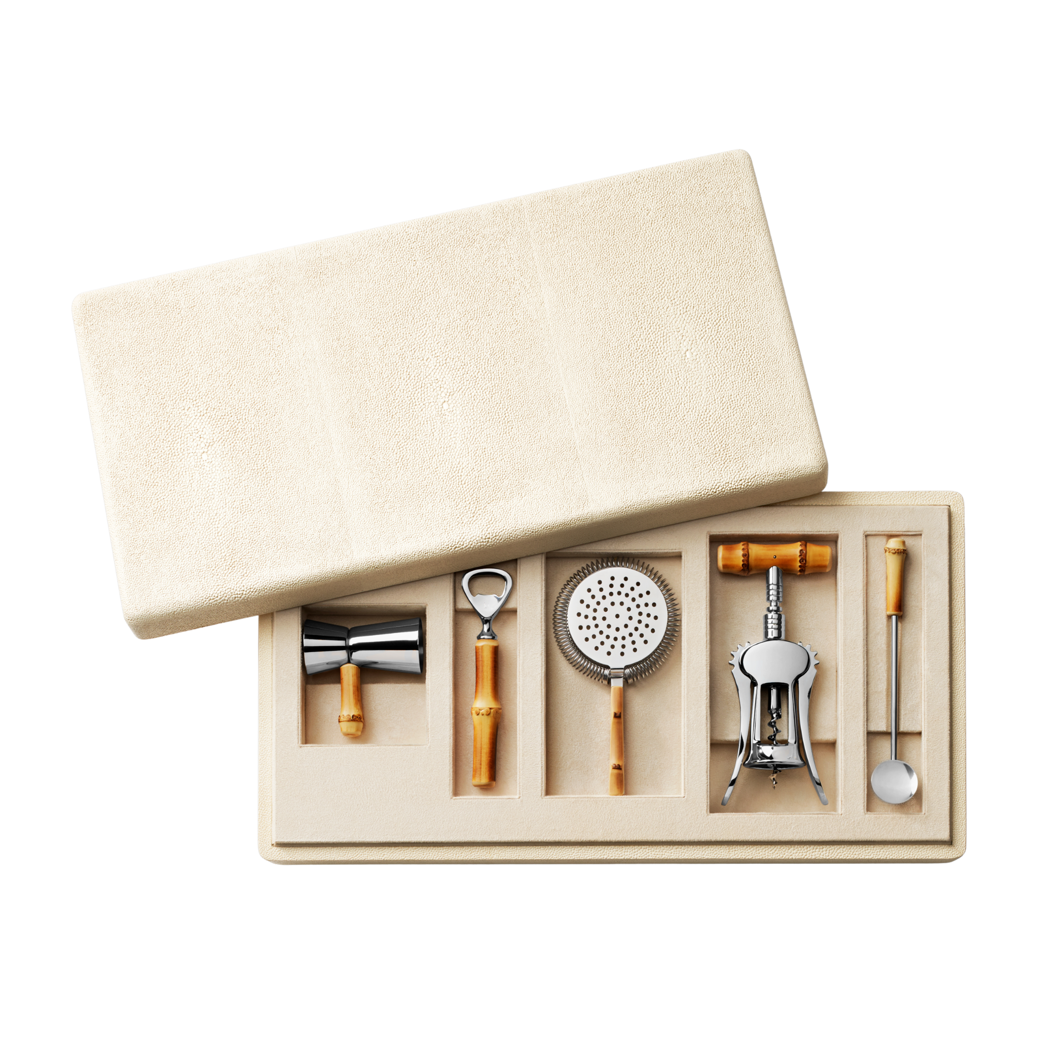 Shagreen Bamboo Bar Set in Cream-Ten Easy Street