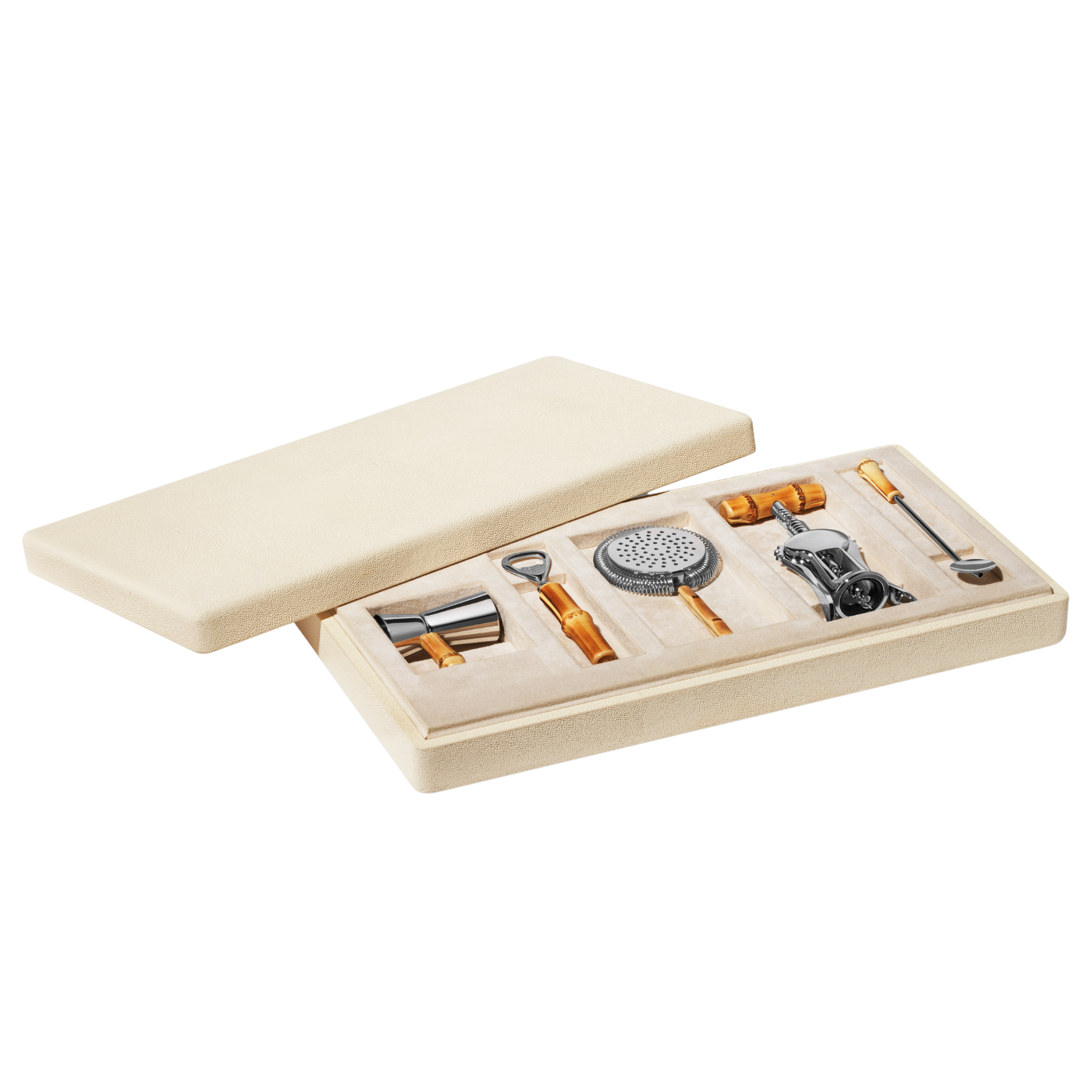 Shagreen Bamboo Bar Set in Cream-Ten Easy Street