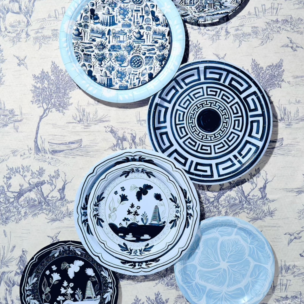 Sky and Navy Beachside Pavilion Dinner Plate - 8 pack-Ten Easy Street