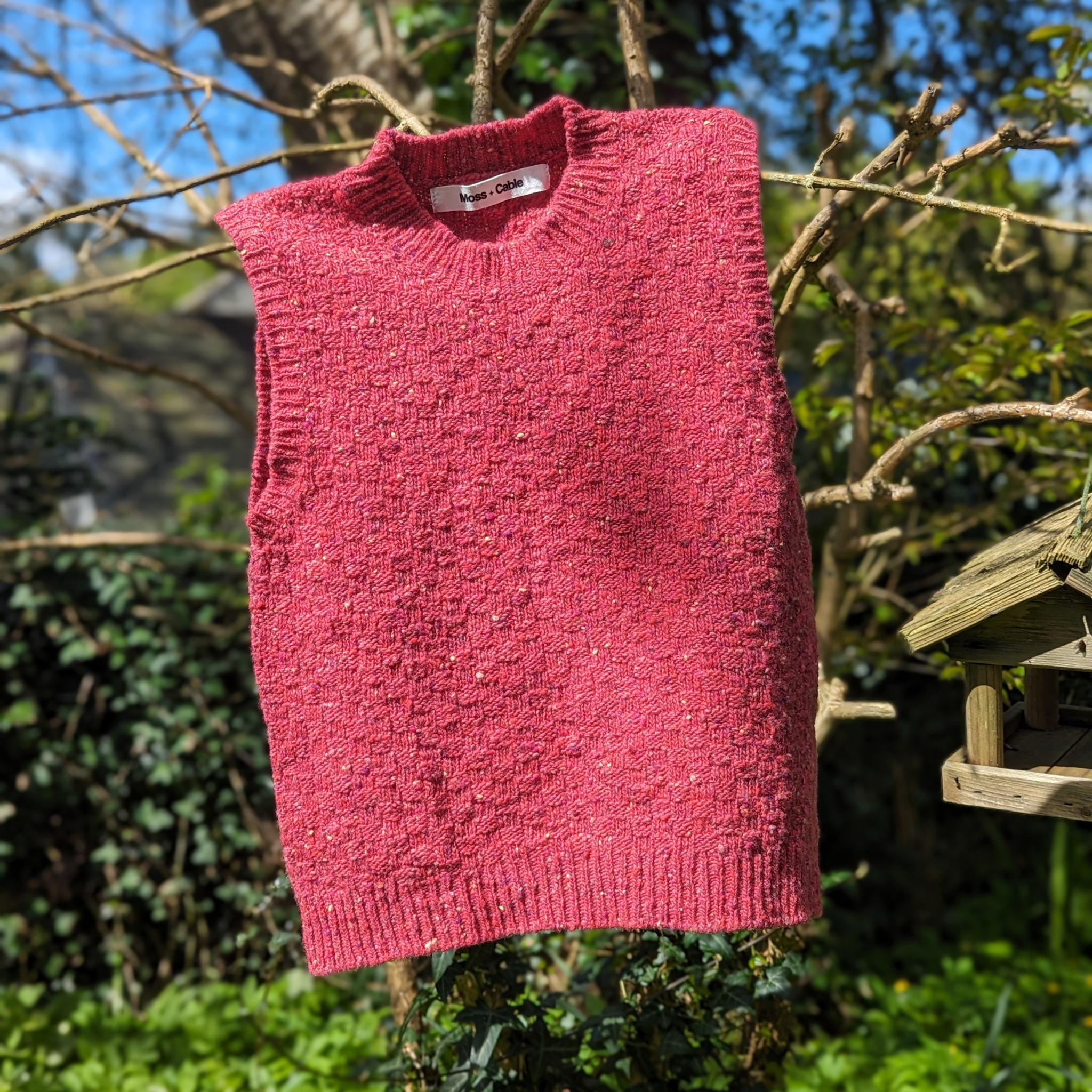 The Merino Vest in Berry-Moss+Cable- Ten Easy Street