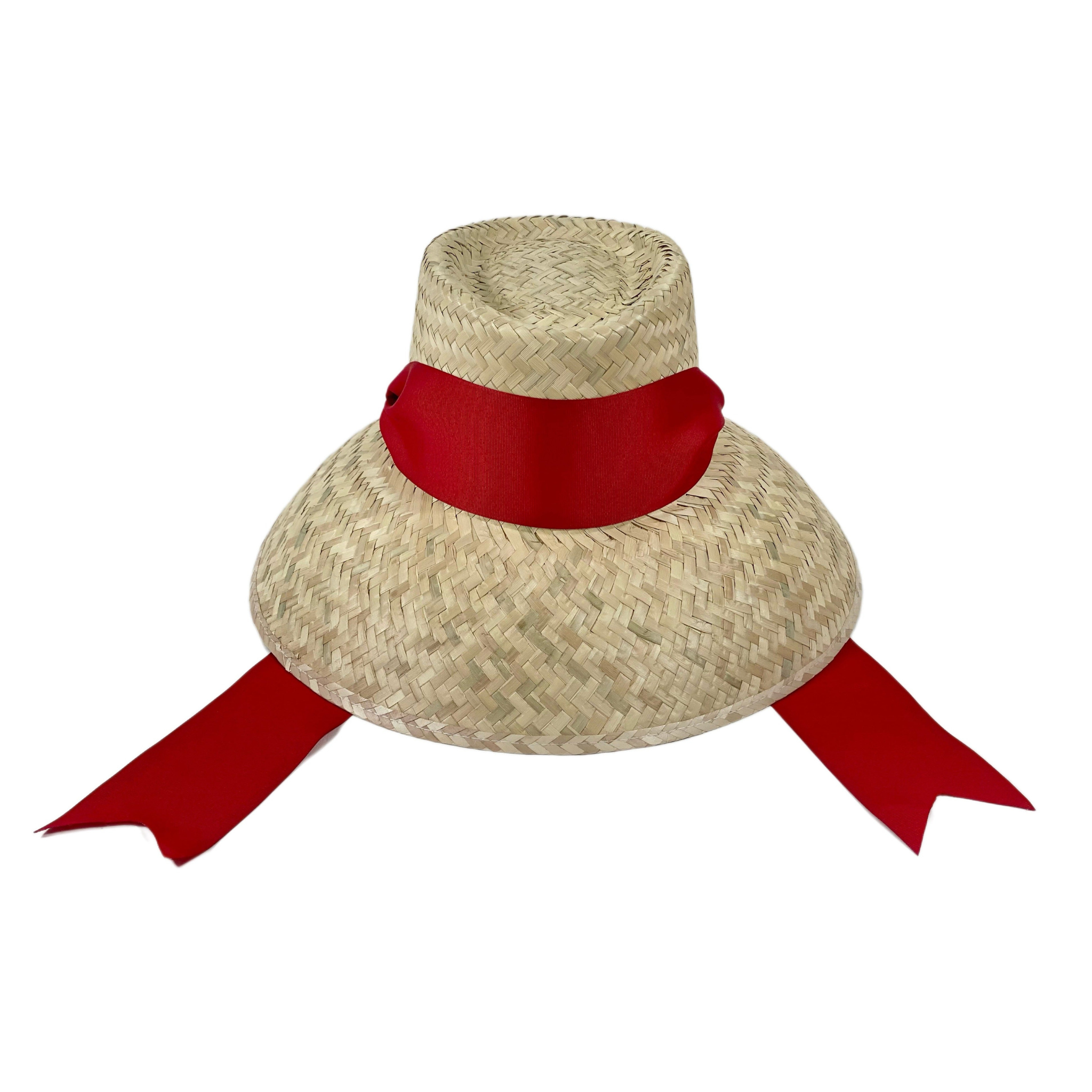 Amaryllis Sun Hat - Red Wide & Short Grosgrain Ribbon