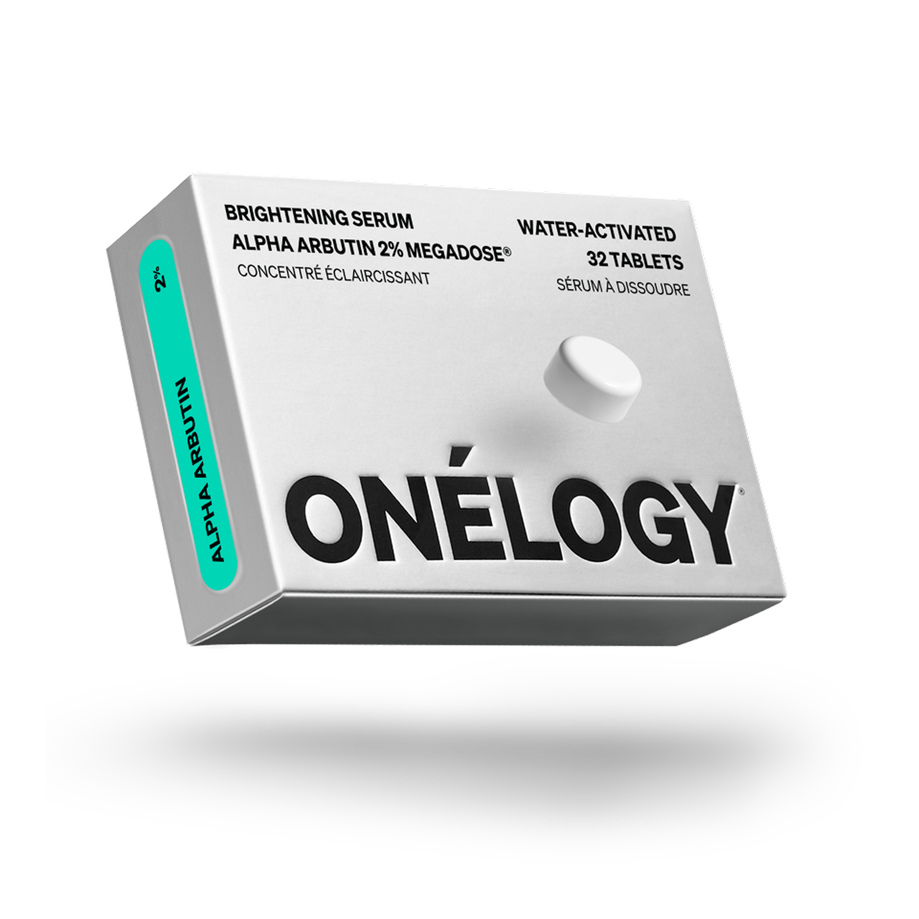 Onélogy brightening serum packaging on a white background