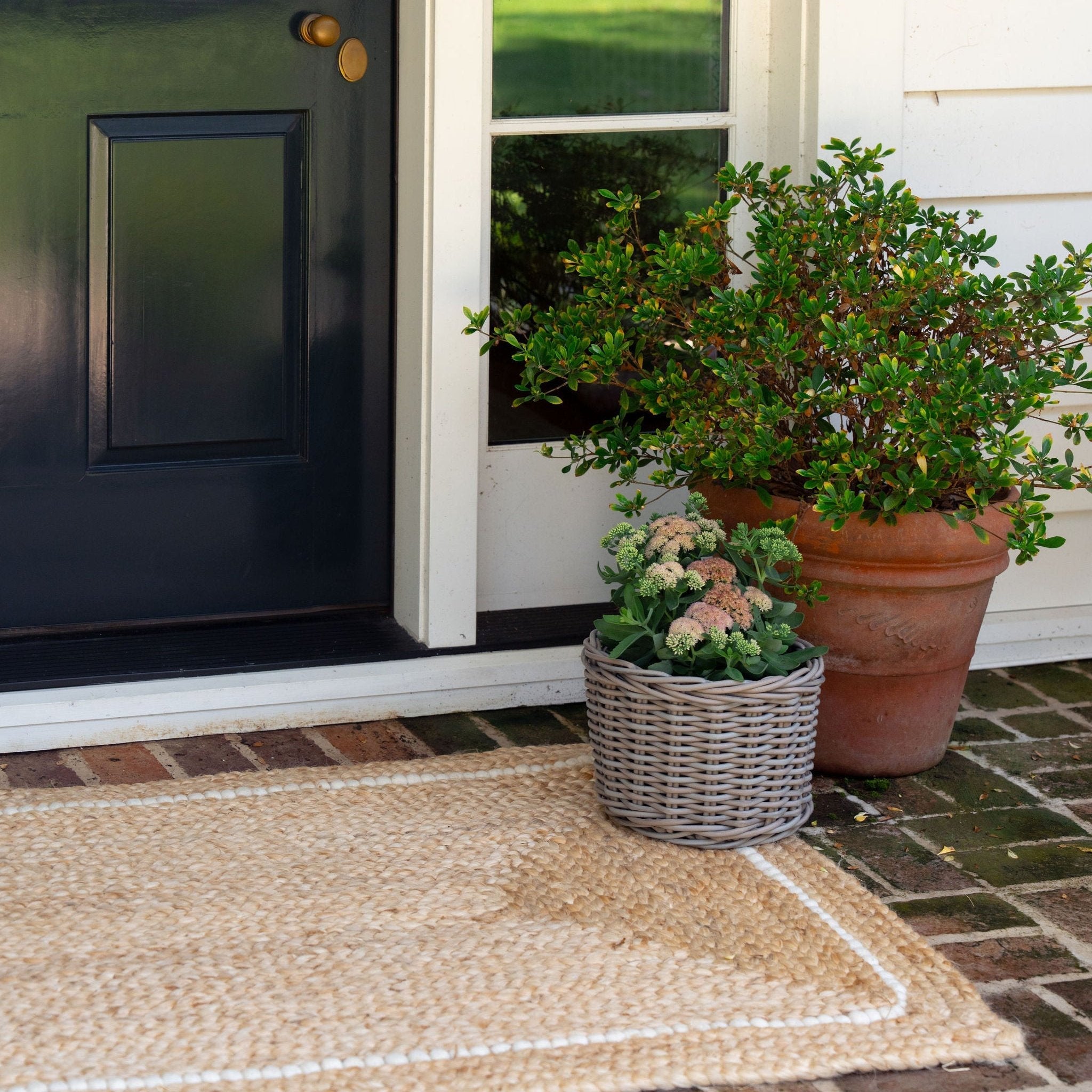 Braided Jute Doormat with Hand-spun Wool Accents - Ten Easy Street