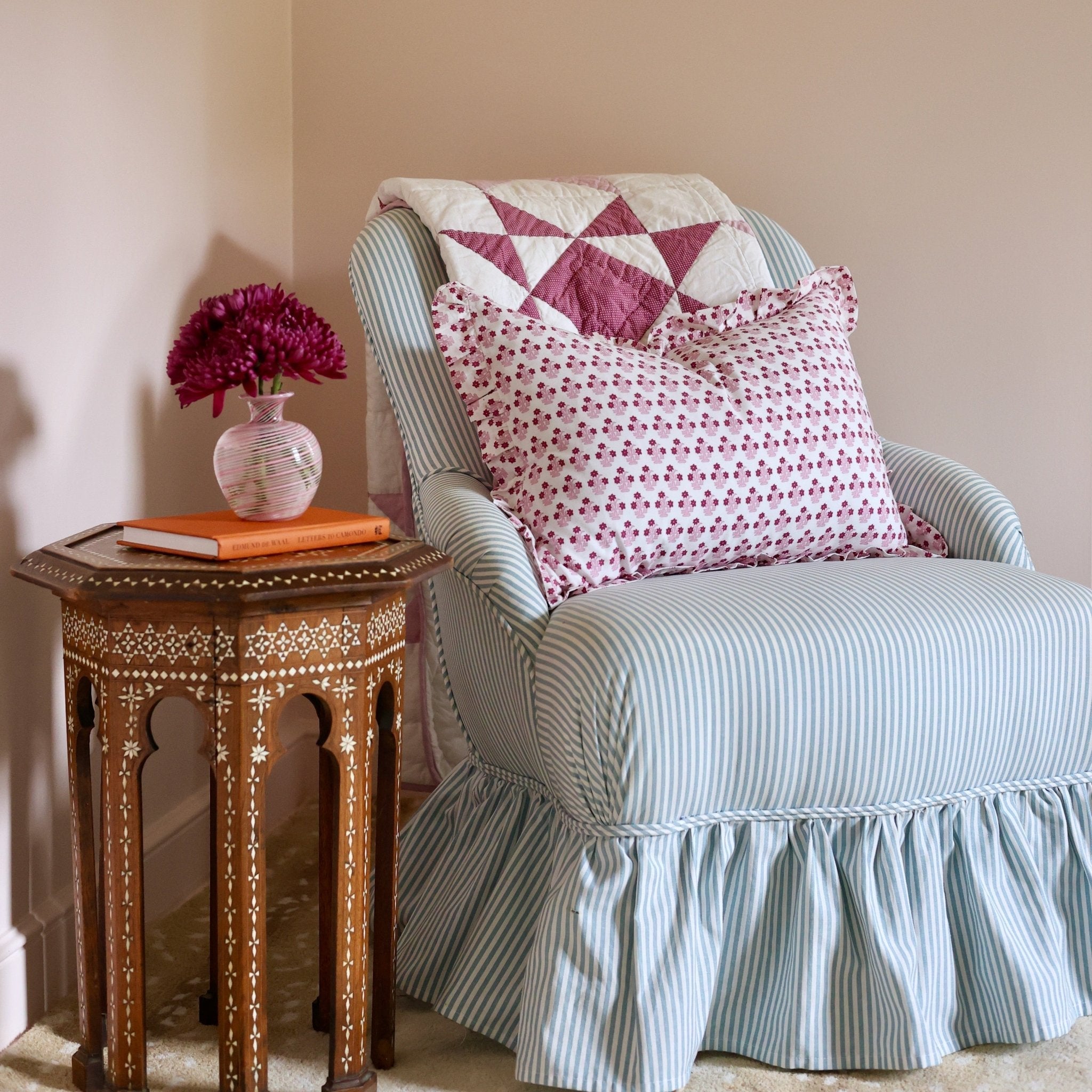 Abigail Pink Ruffled Lumbar Pillow-Ten Easy Street