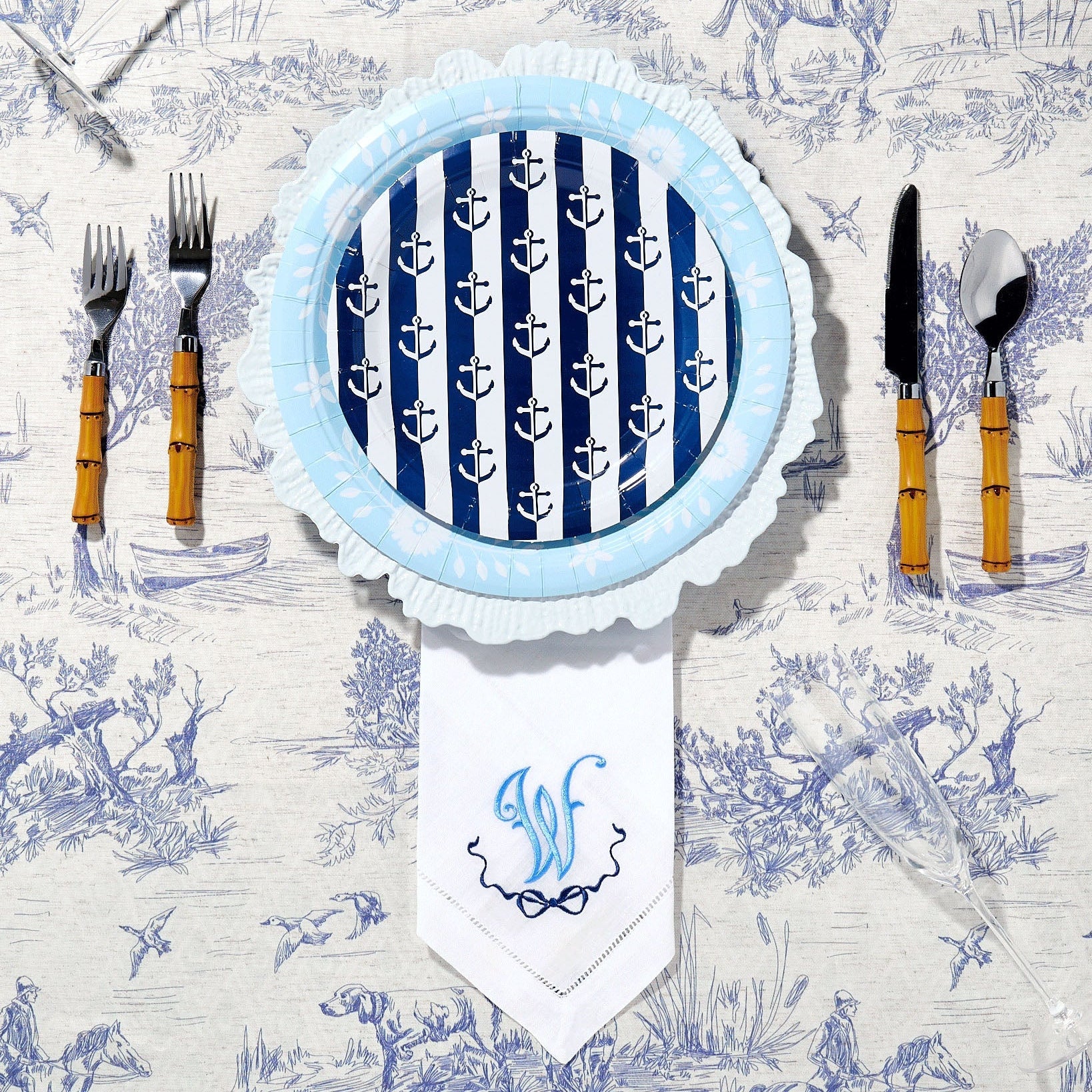 Anchor Away Stripes Dessert Plates - 8 Pack-Ten Easy Street
