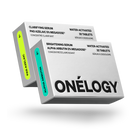 Two boxes of Onélogy skincare products on a white background