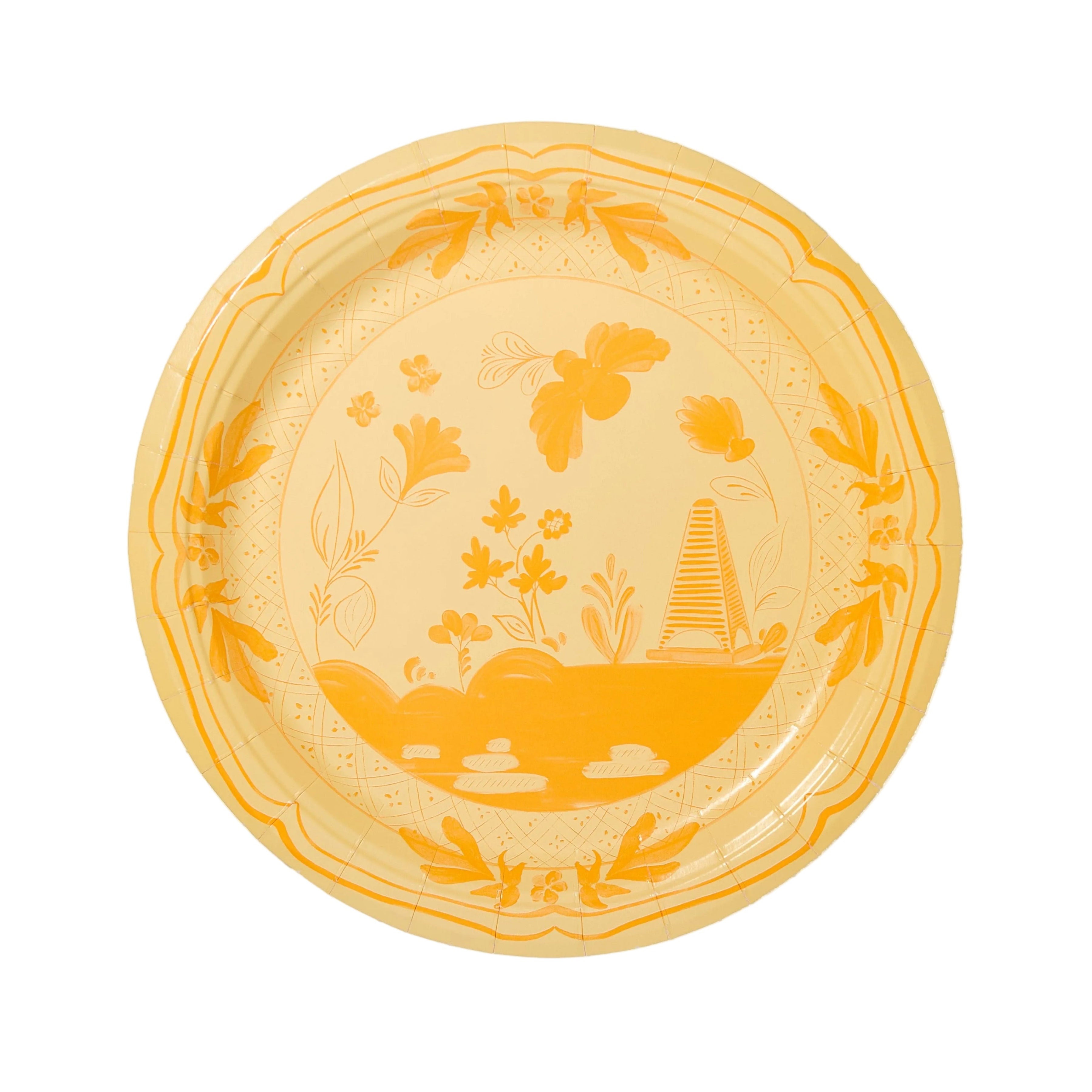 Butter and Golden Yellow Beachside Dessert Pavilion Paper Plates - 8 Pack-Ten Easy Street