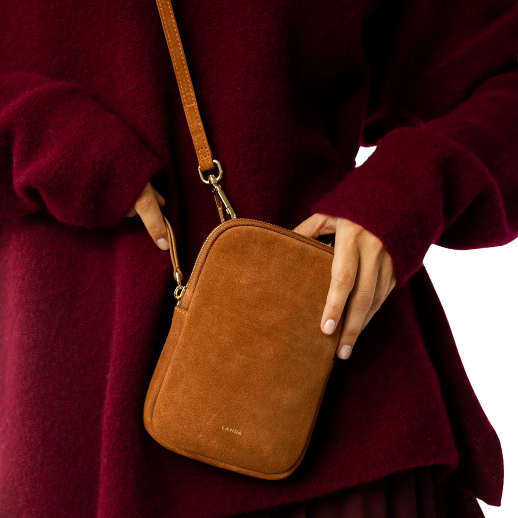 Cassia Phone Bag in Suede-LANDA-Ten Easy Street