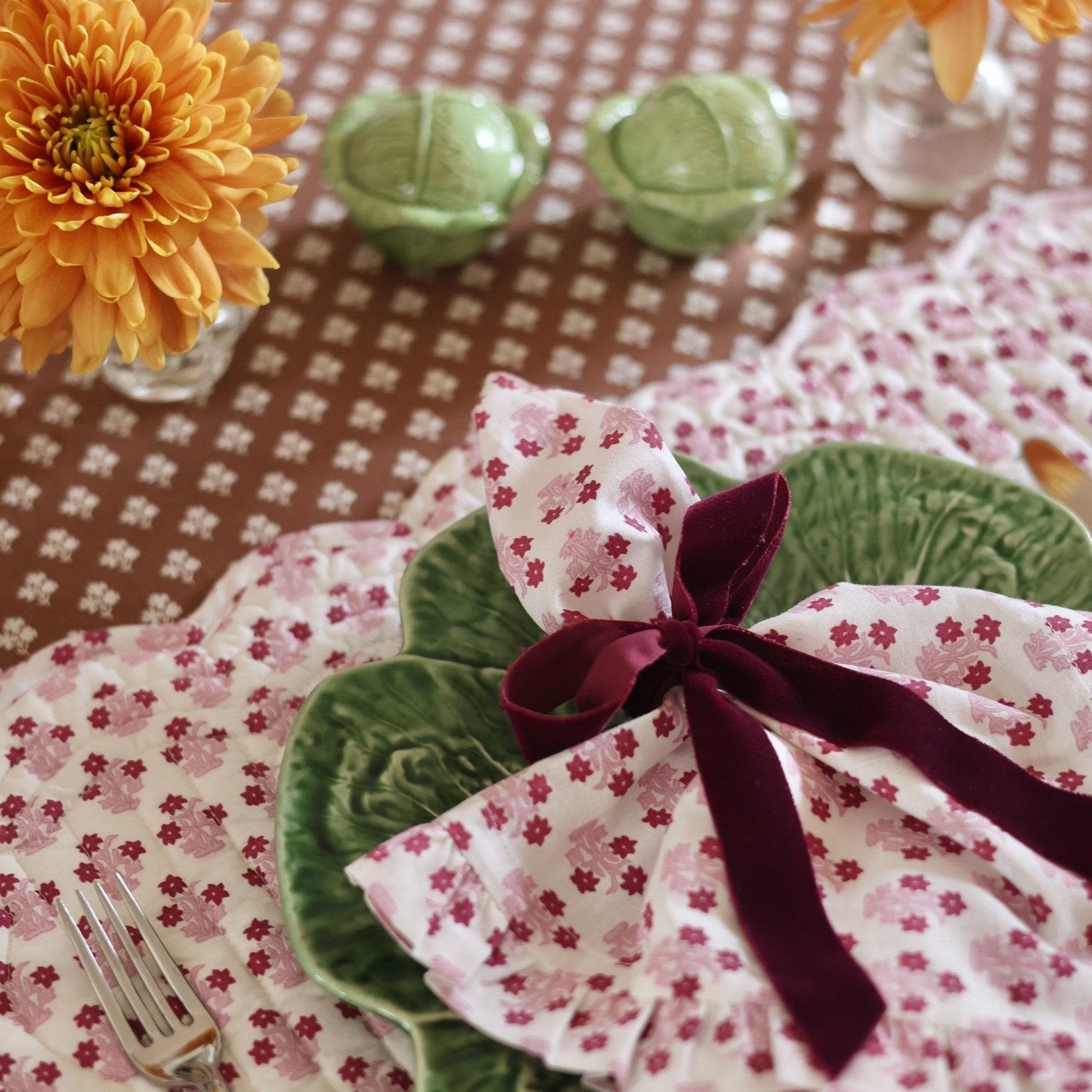 Constance Chocolate Round Tablecloth with Ruffle-Ten Easy Street
