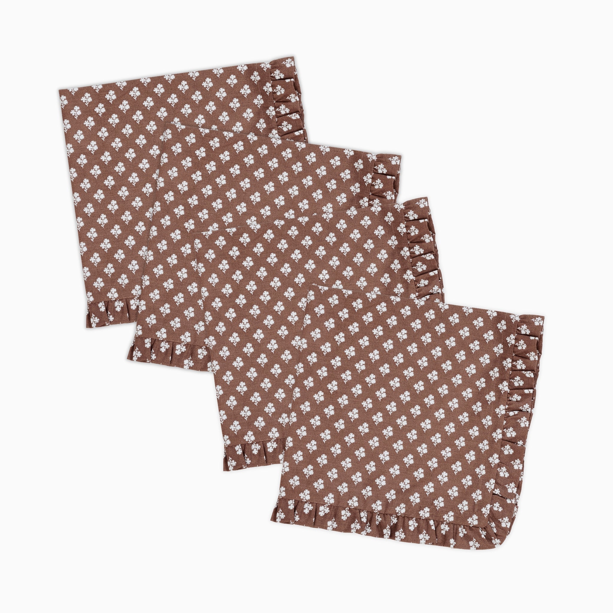 Constance Chocolate Ruffled Dinner Napkins - Set of 4-Ten Easy Street