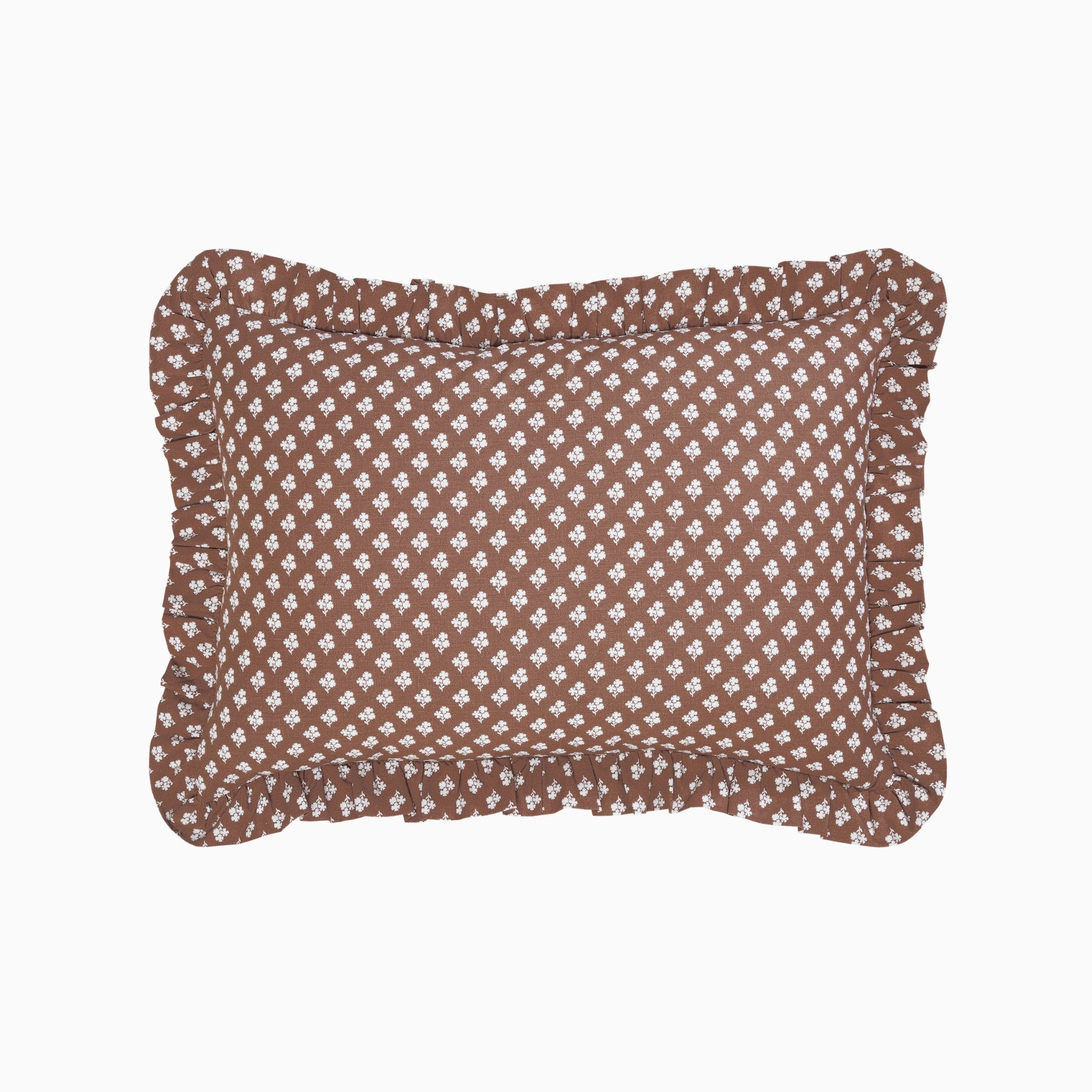 Constance Chocolate Ruffled Lumbar Pillow-Ten Easy Street
