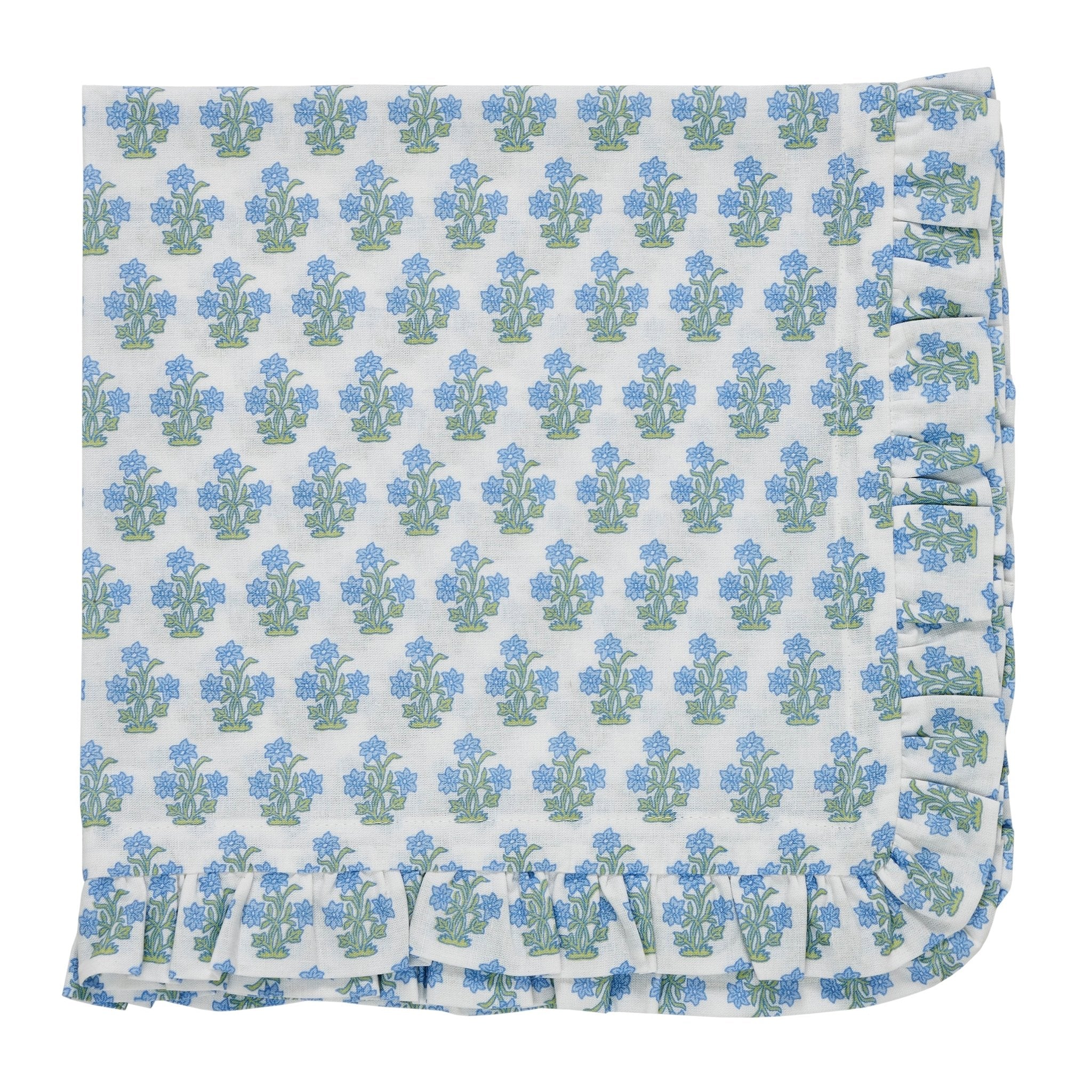 Dorothy Blue Ruffled Dinner Napkins - Set of 4-Ten Easy Street