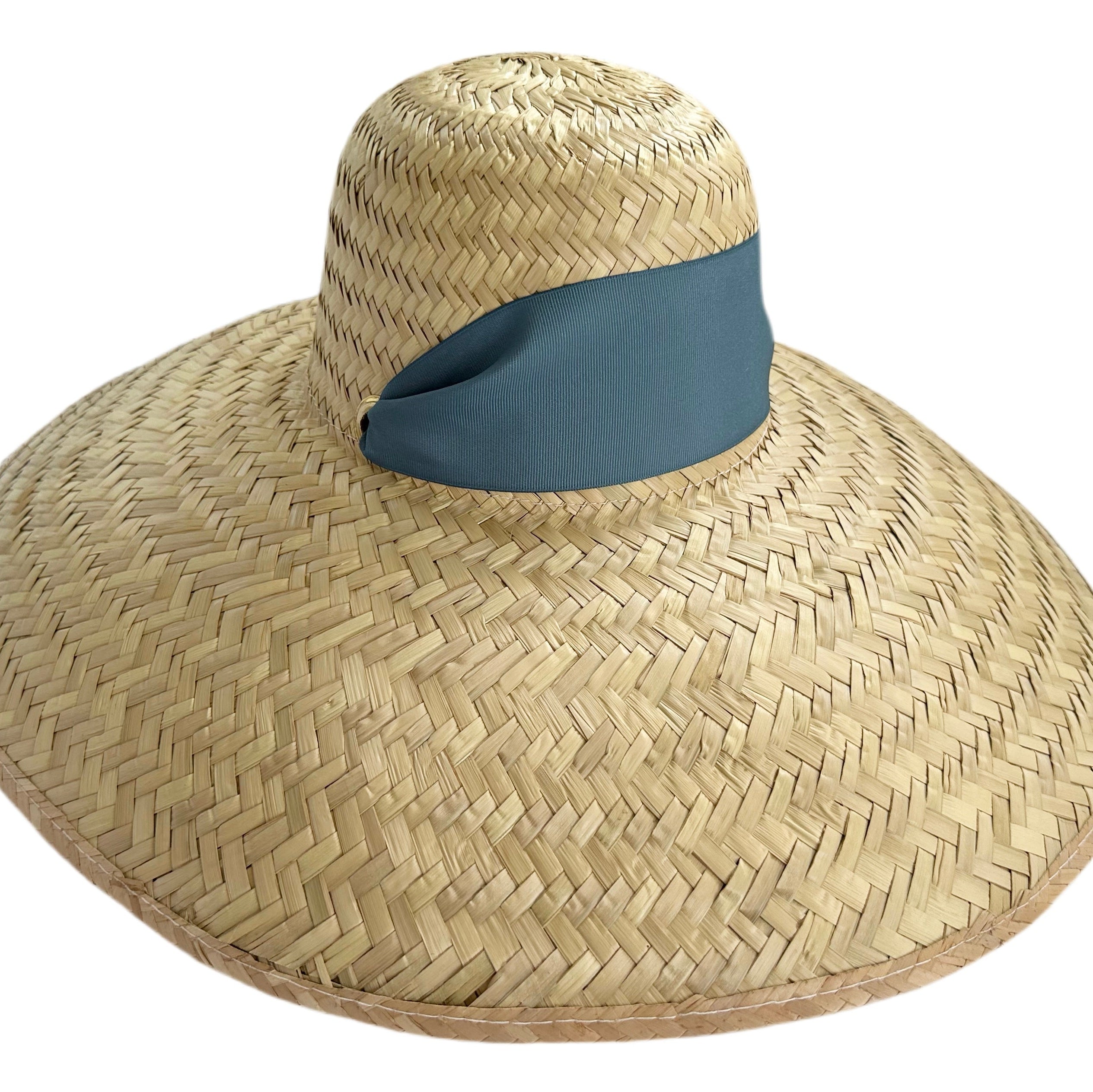 Geranium Sun Hat - Short & Wide French Blue Grosgrain Ribbon - Ten Easy Street