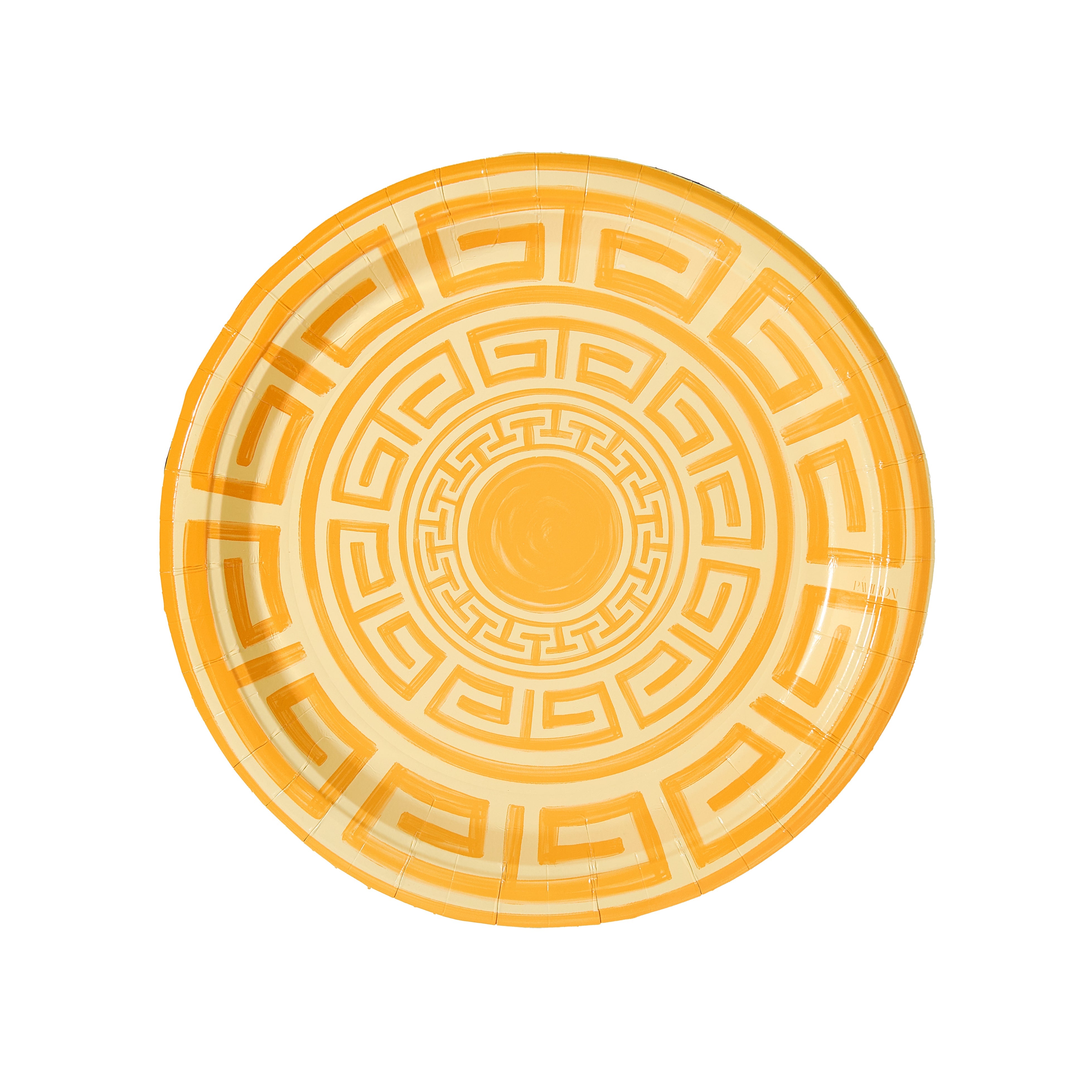 Golden and Butter Yellow Greek Key Dinner Paper Plates - 8 pack-Tenn Easy Street
