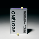 Onélogy serum packaging with tablets on a gradient background
