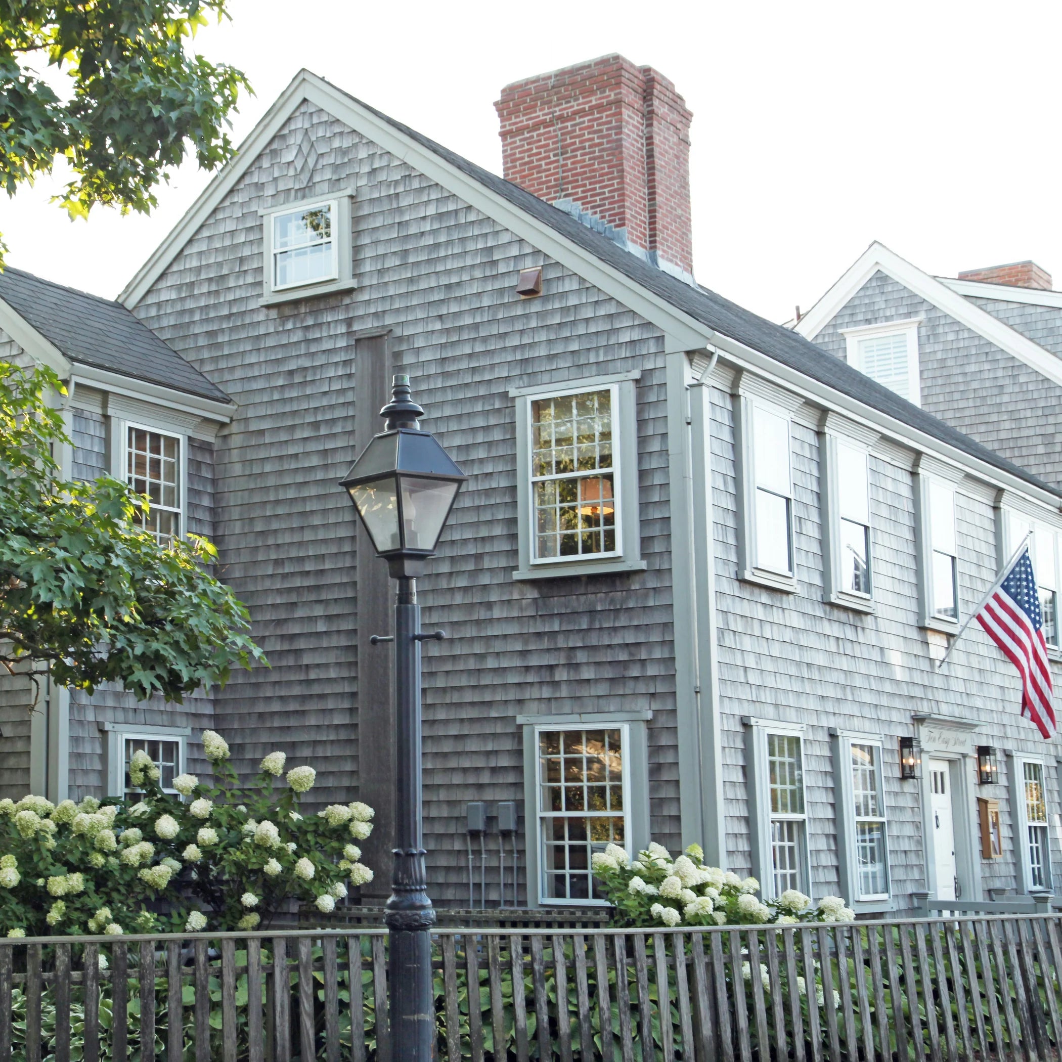 Ten Easy Street property from the side behind a street lamp