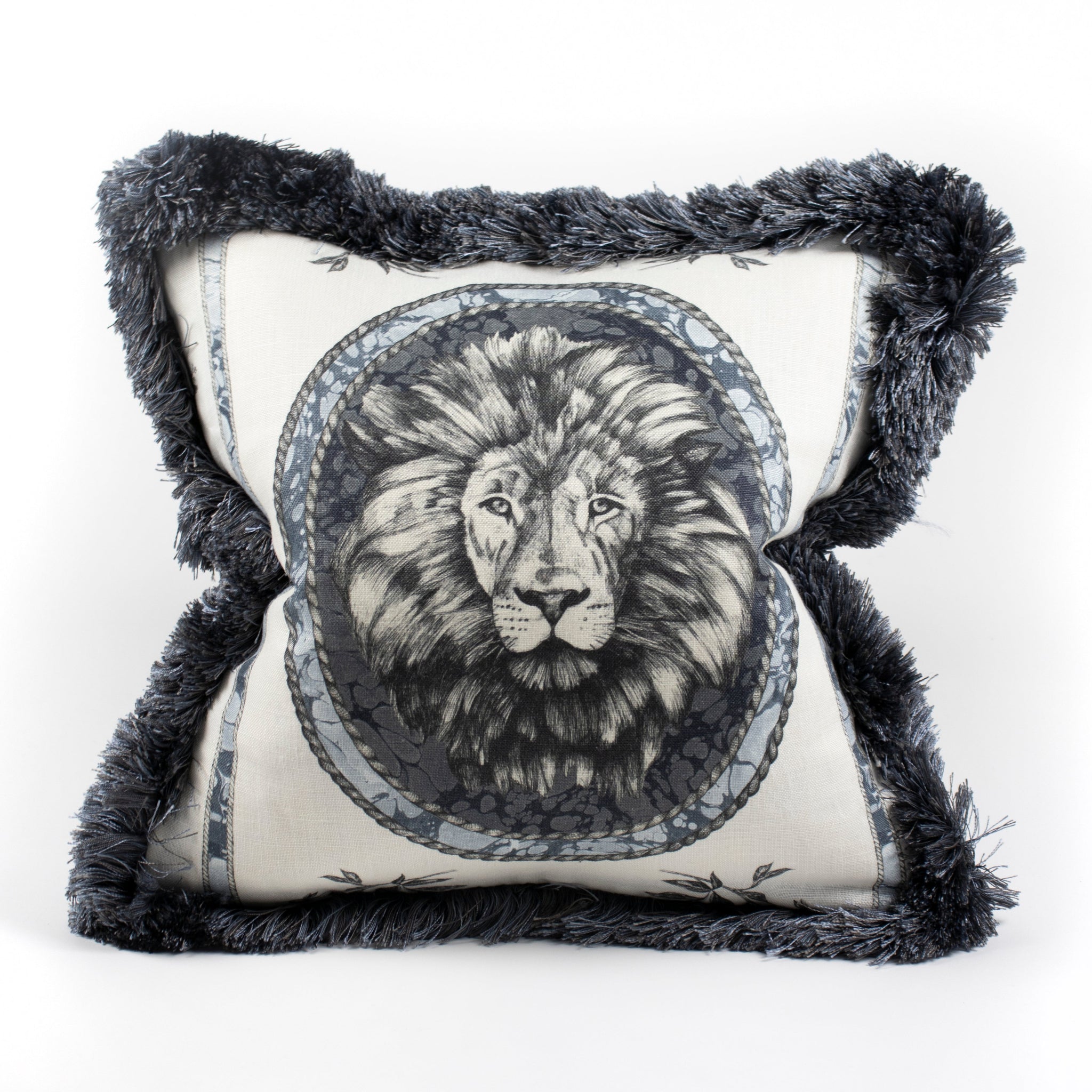 Lion Toile Pillow in Pebble - Ten Easy Street