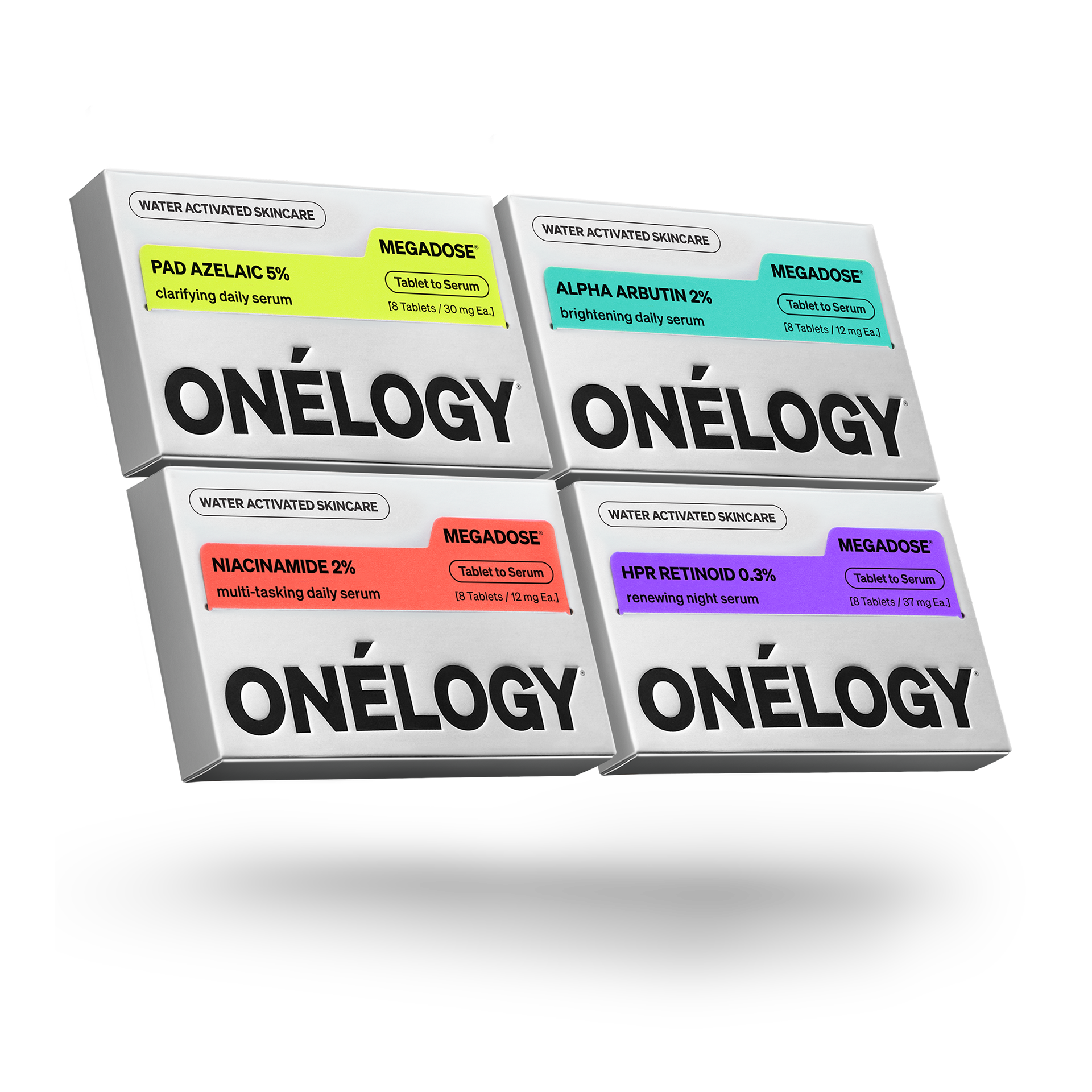 Four boxes of ONéLOGY on a white background
