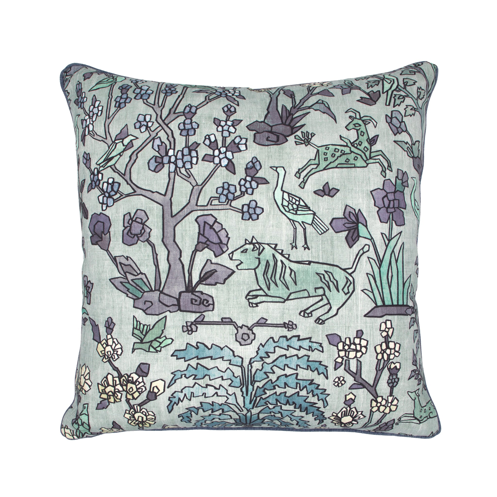 Mighty Jungle Cotton Pillow in Lagune - Ten Easy Street