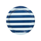 Navy and Sky Beach Umbrella Stripes Dessert Paper Plate - 8 pack-Ten Easy Street