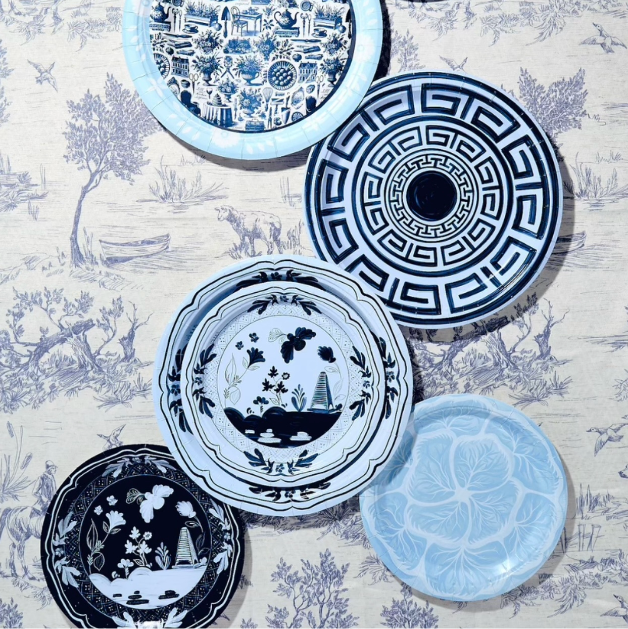Navy and Sky Beachside Pavilion Dinner Plate - 8 pack-Ten Easy Street