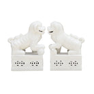 Hand Made White Porcelain Foo Dog Male and Female, Set of 2 - Ten Easy Street