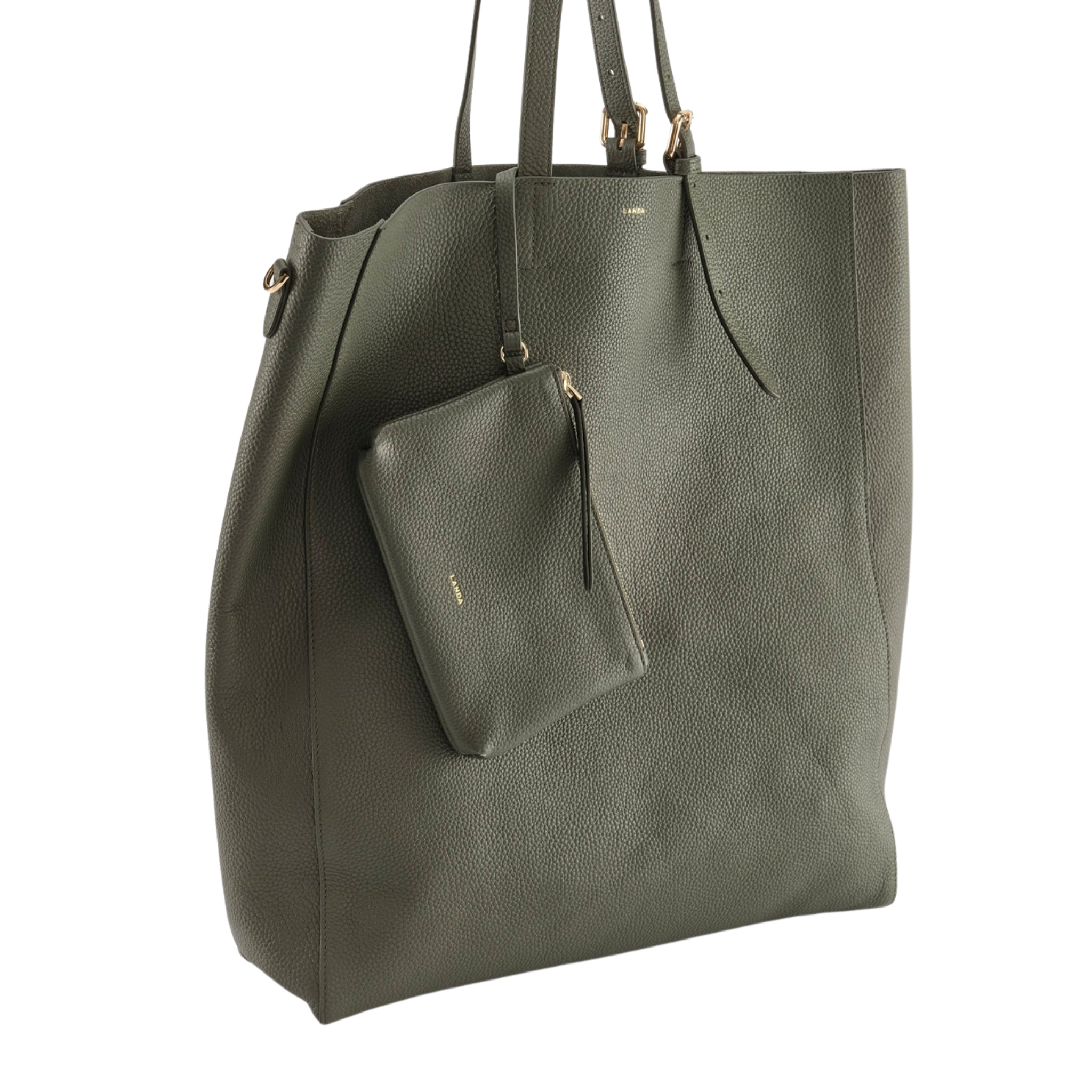 Panama Oversized Shopper in Dark Green-LANDA-Ten Easy Street