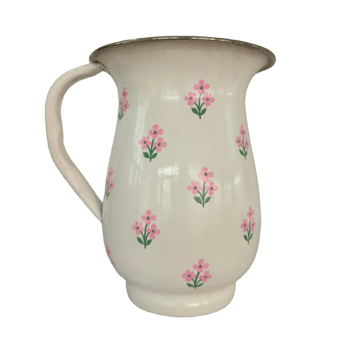 Pink Floral Enamelware Pitcher-Ten Easy Street