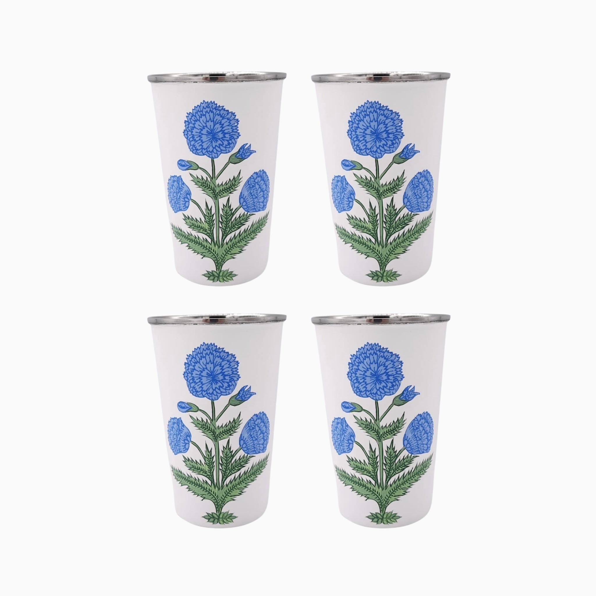 Poppy Blue Tall Enamelware Tumblers - Set of 4-Ten Easy Street