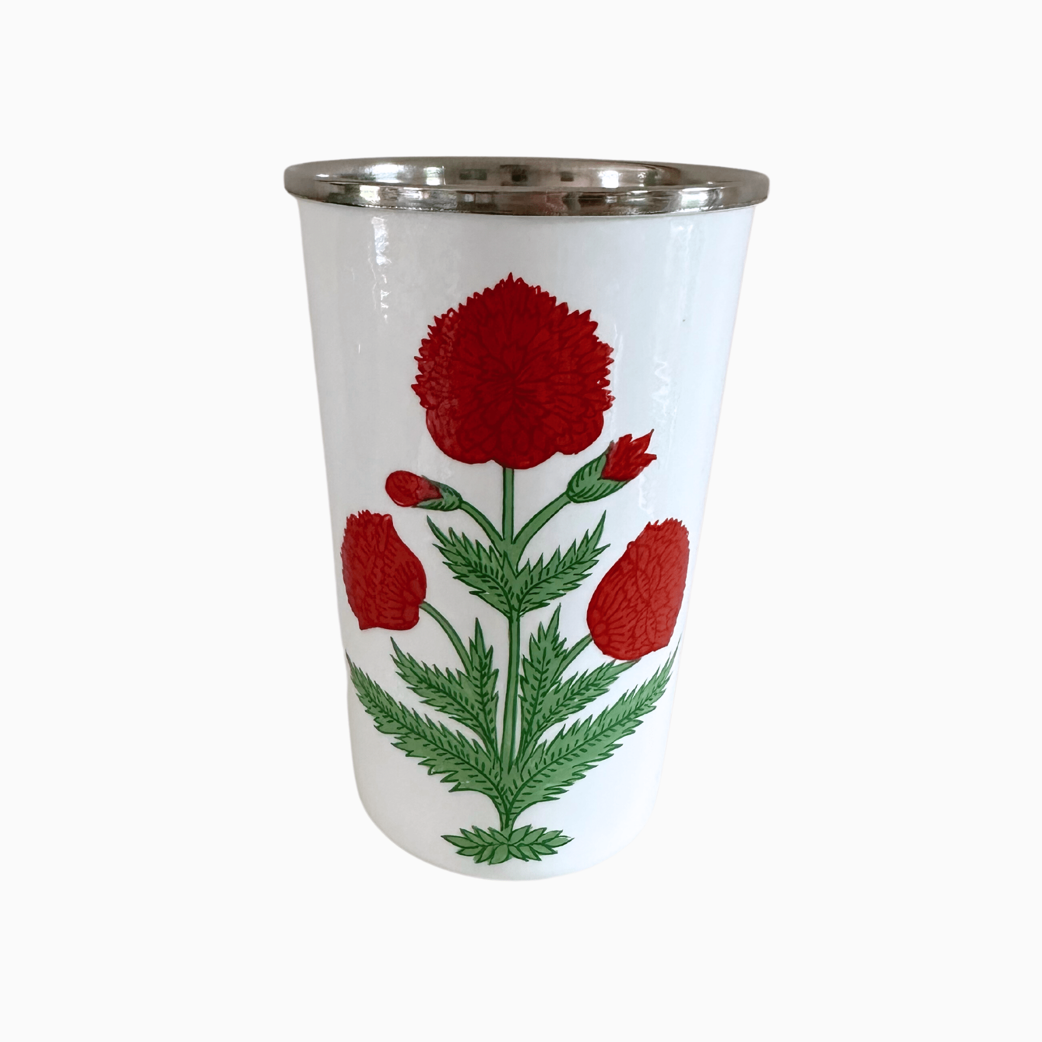 Red Poppy Tall Enamelware Tumblers - Set of 4-Ten Easy Street