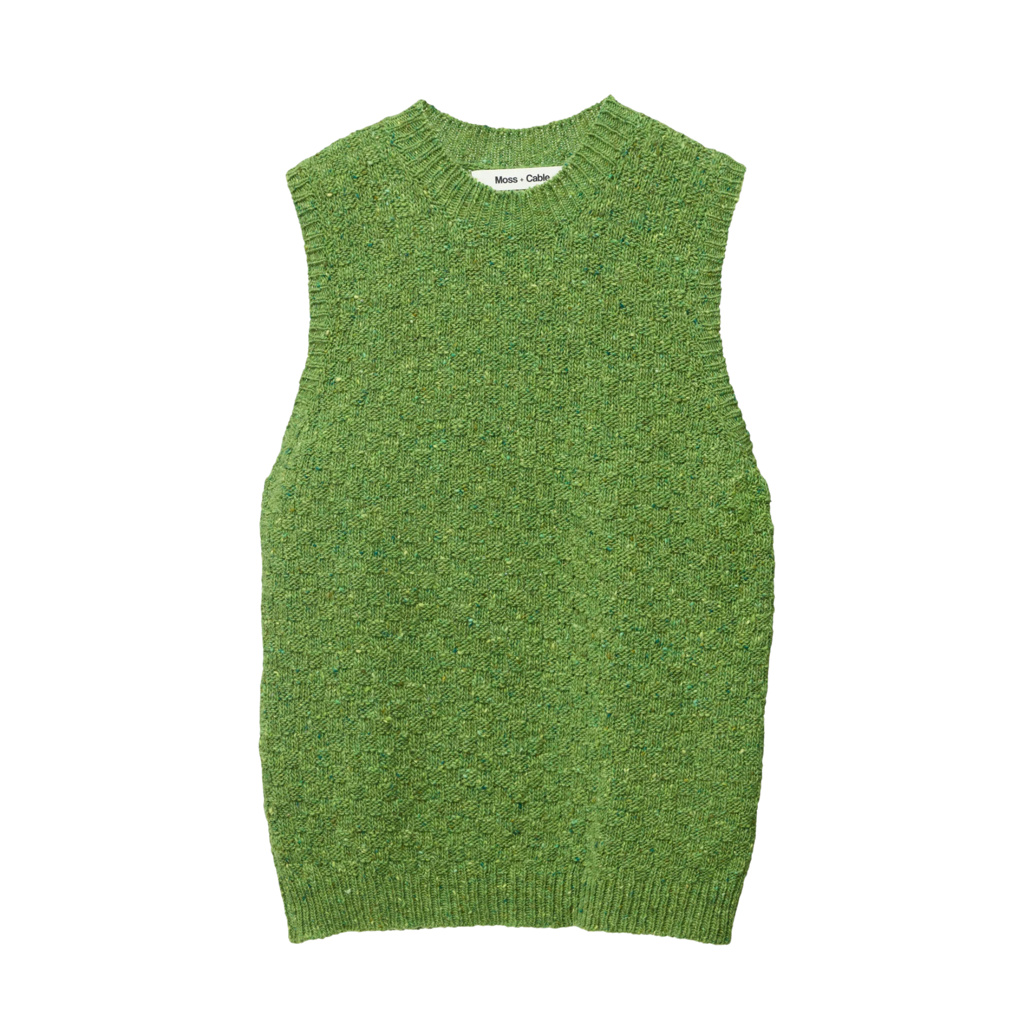 The Merino Vest in Green-Moss+Cable- Ten Easy Street