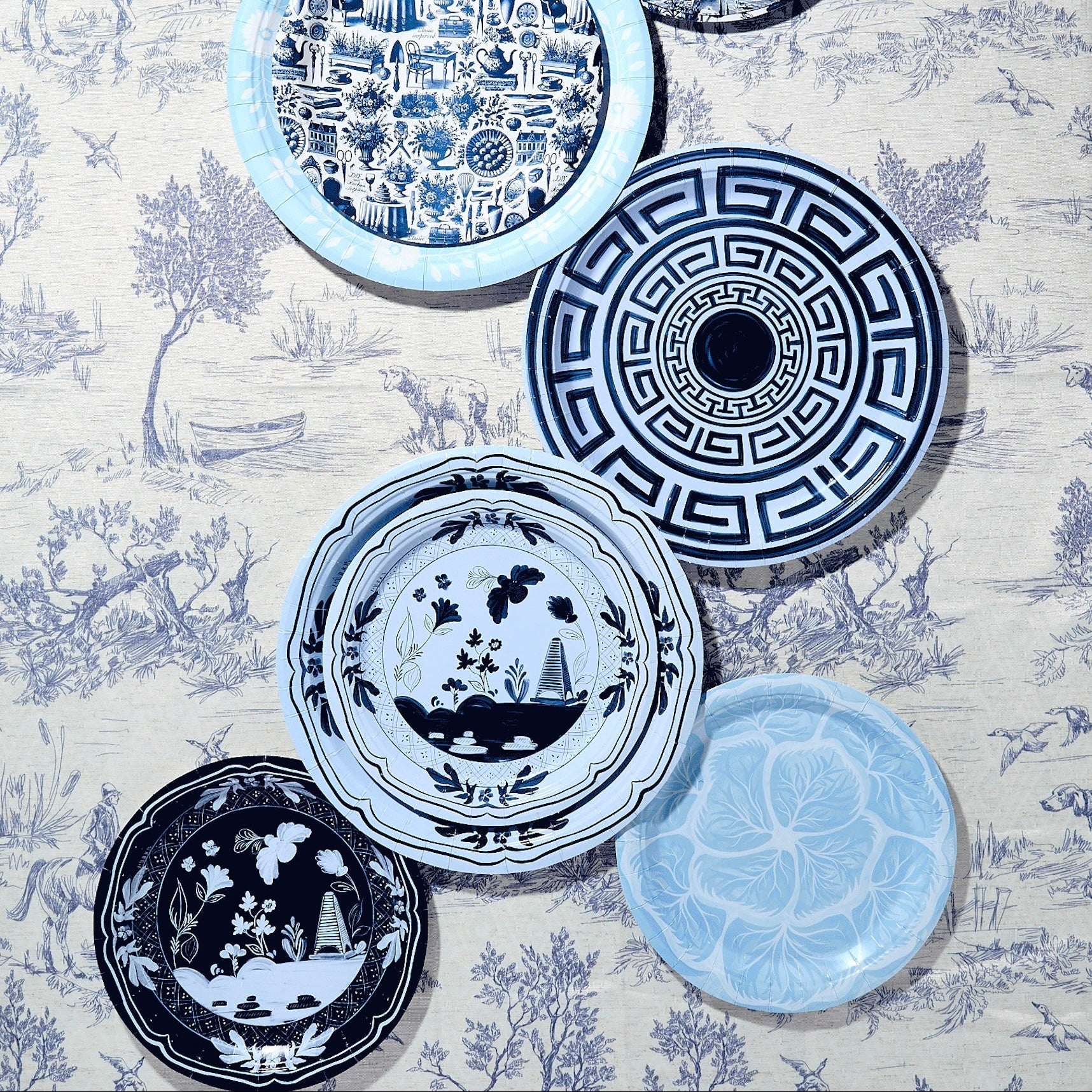 Sky & Navy Beachside Pavilion Dessert Paper Plates - 8 pack-Ten Easy Street