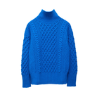 The Turtleneck Lambswool Aran on Electric Blue-Moss+Cable-Ten Easy Street