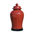 Porcelain Oxblood Temple Jar With Base - Ten Easy Street