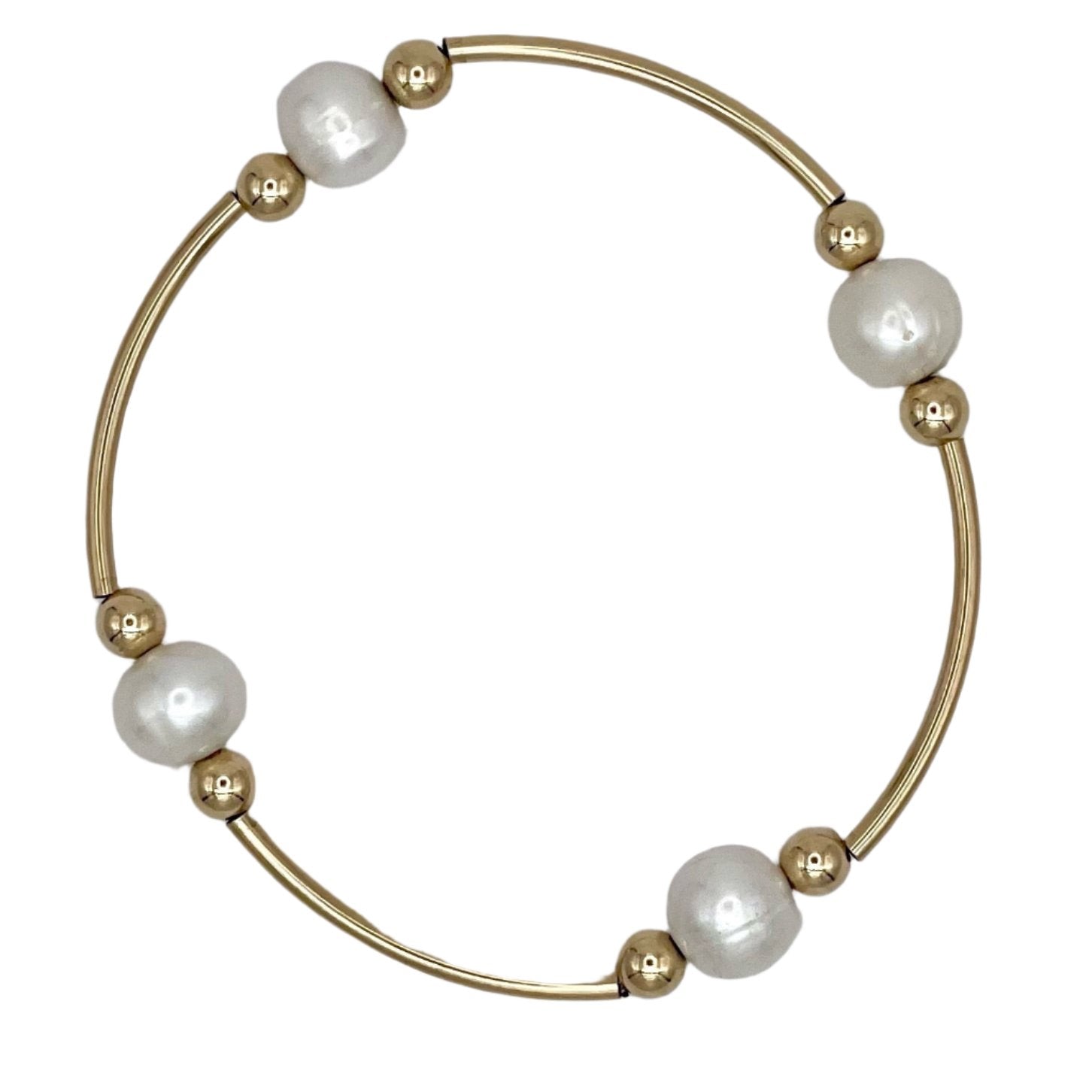 Gold Bar And Pearl Beaded Bracelet - Ten Easy Street