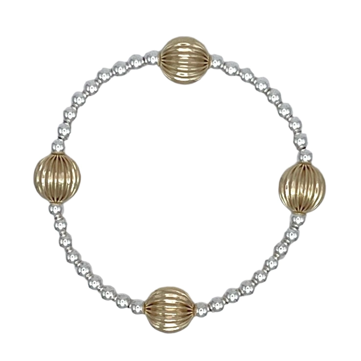 Sterling Silver And Gold Beaded Bracelet - Ten Easy Street